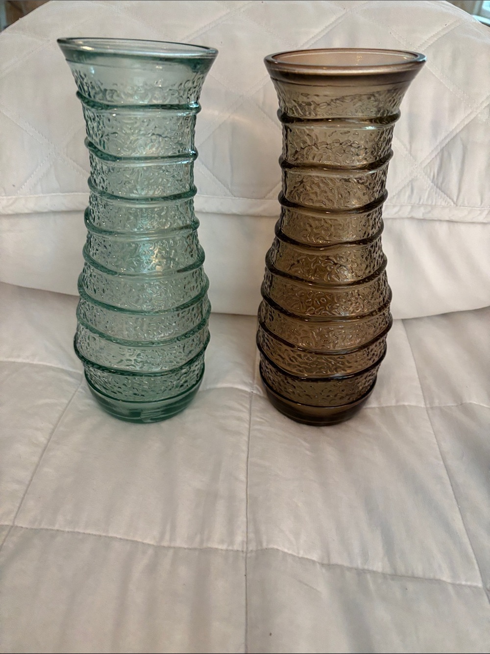 Vidrios San Miguel 2 Glass Vases - Teal and purplish brown handmade Spain